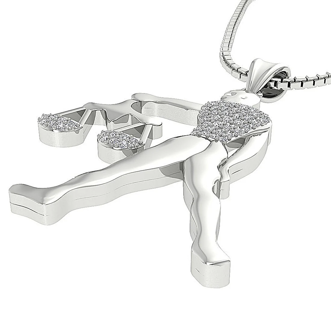The Jorge Natural Diamond Libra Zodiac Sign Fashion Pendant Necklace Prong Set - Image 5