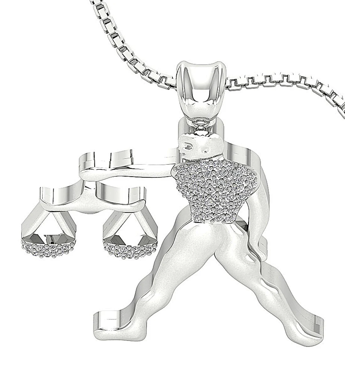 The Jorge Natural Diamond Libra Zodiac Sign Fashion Pendant Necklace Prong Set - Image 7