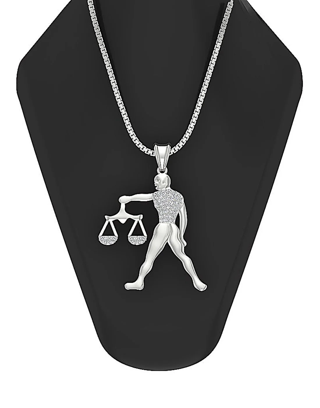 The Jorge Natural Diamond Libra Zodiac Sign Fashion Pendant Necklace Prong Set - Image 8