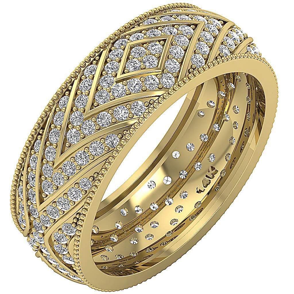 The Jorge Art Deco Multi-Row Round Diamond Broad Eternity Ring For Women White Gold - Image 2