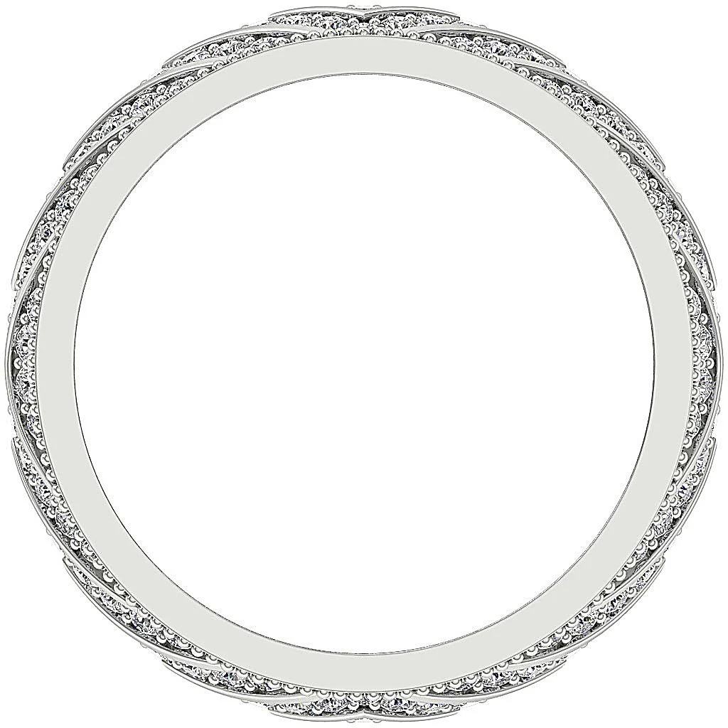 The Jorge Art Deco Multi-Row Round Diamond Broad Eternity Ring For Women White Gold - Image 5