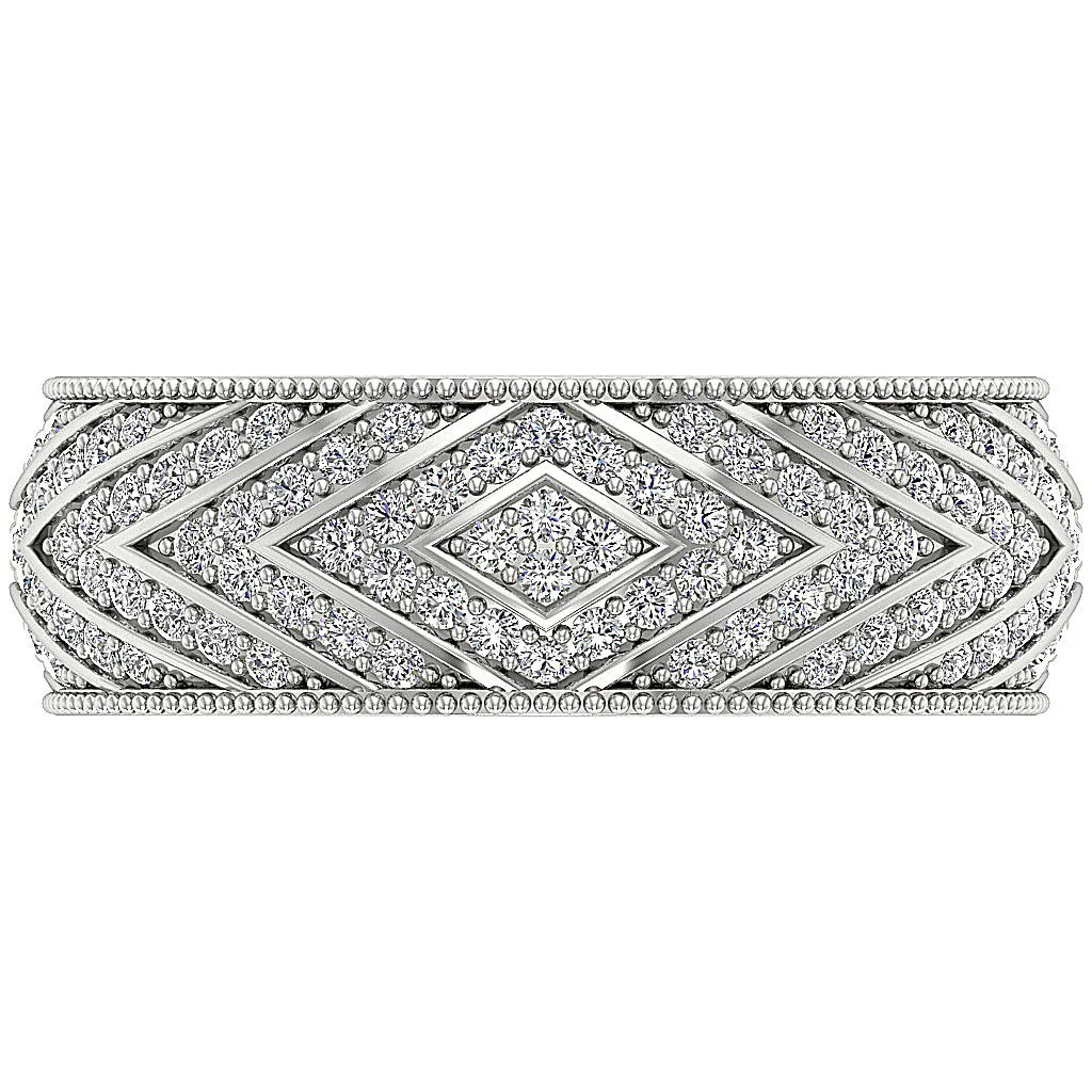 The Jorge Art Deco Multi-Row Round Diamond Broad Eternity Ring For Women White Gold - Image 6