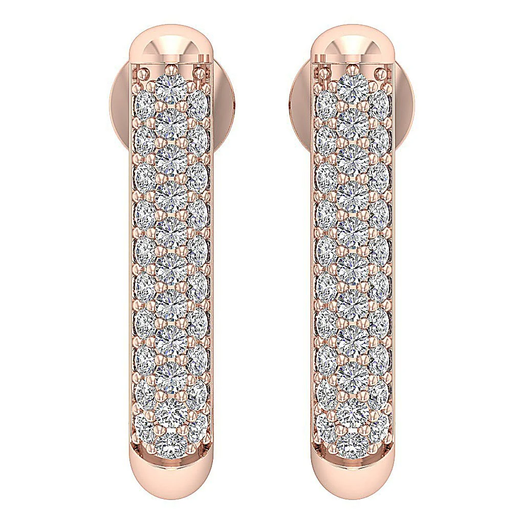 The Jose 14K Solid White Gold Natural Round Diamond Hoops Earring Prong Set - Image 3