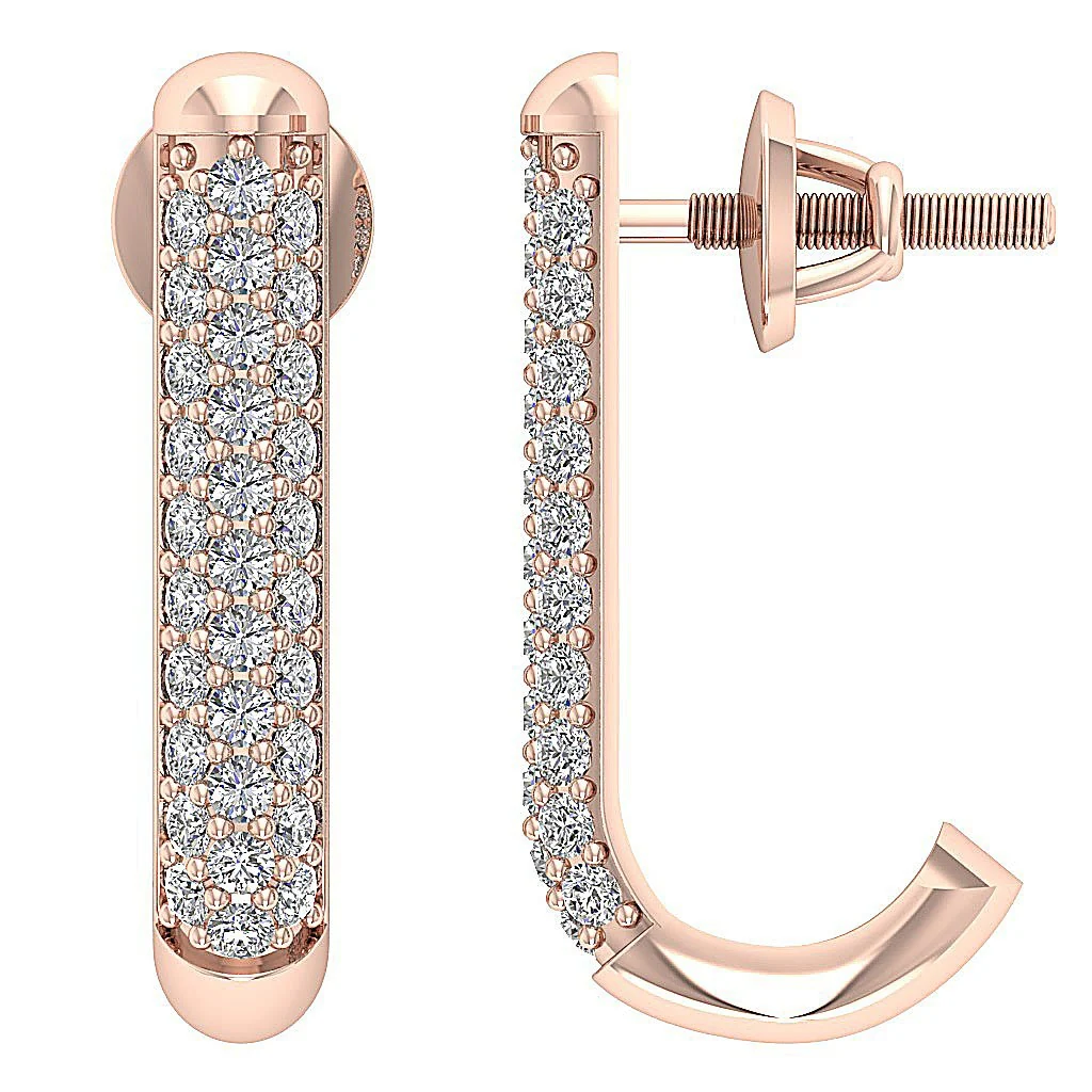 The Jose 14K Solid White Gold Natural Round Diamond Hoops Earring Prong Set - Image 5
