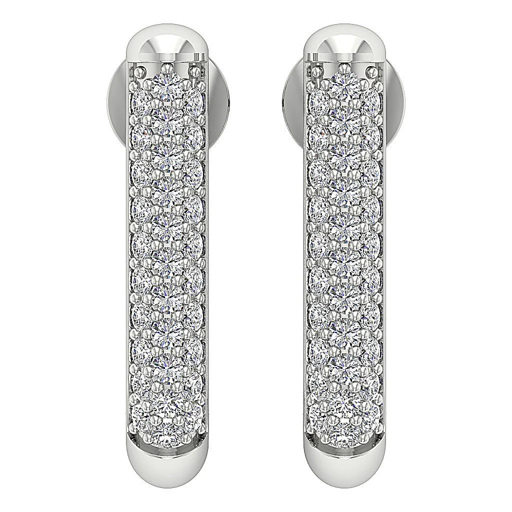 The Jose 14K Solid White Gold Natural Round Diamond Hoops Earring Prong Set - Image 6