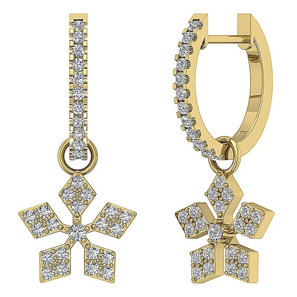 The Joseph 14K Yellow Gold Natural Diamond Hoop Dangle Earrings For Her Prong Set