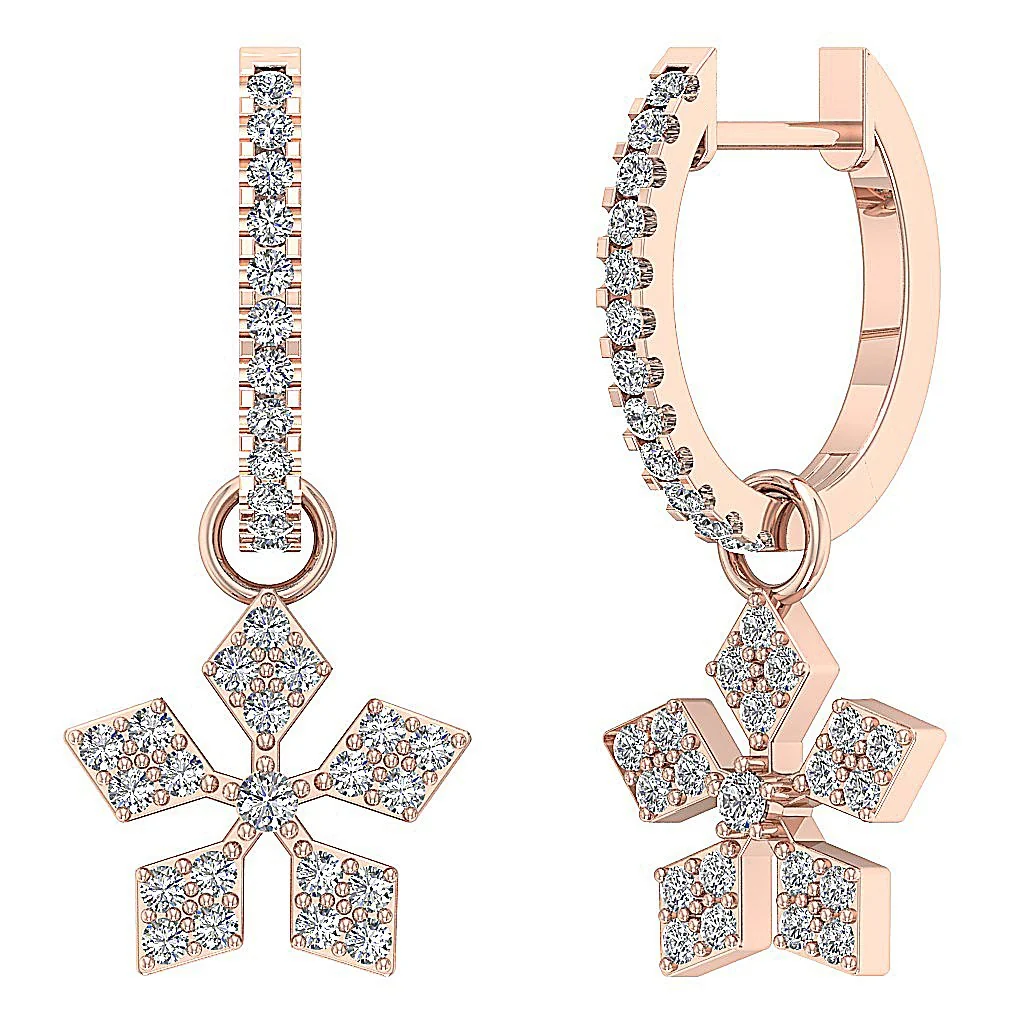 The Joseph 14K Yellow Gold Natural Diamond Hoop Dangle Earrings For Her Prong Set - Image 8