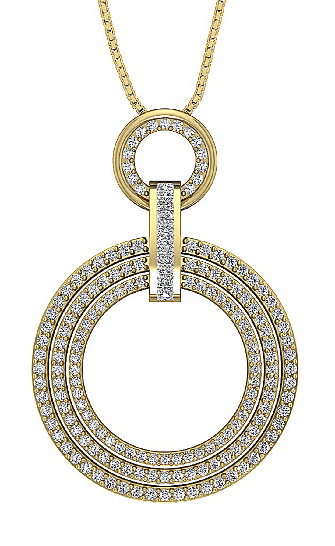The Joseph Natural Diamond 14k White Gold Designer 3 Row Circle Pendant For Her - Image 2