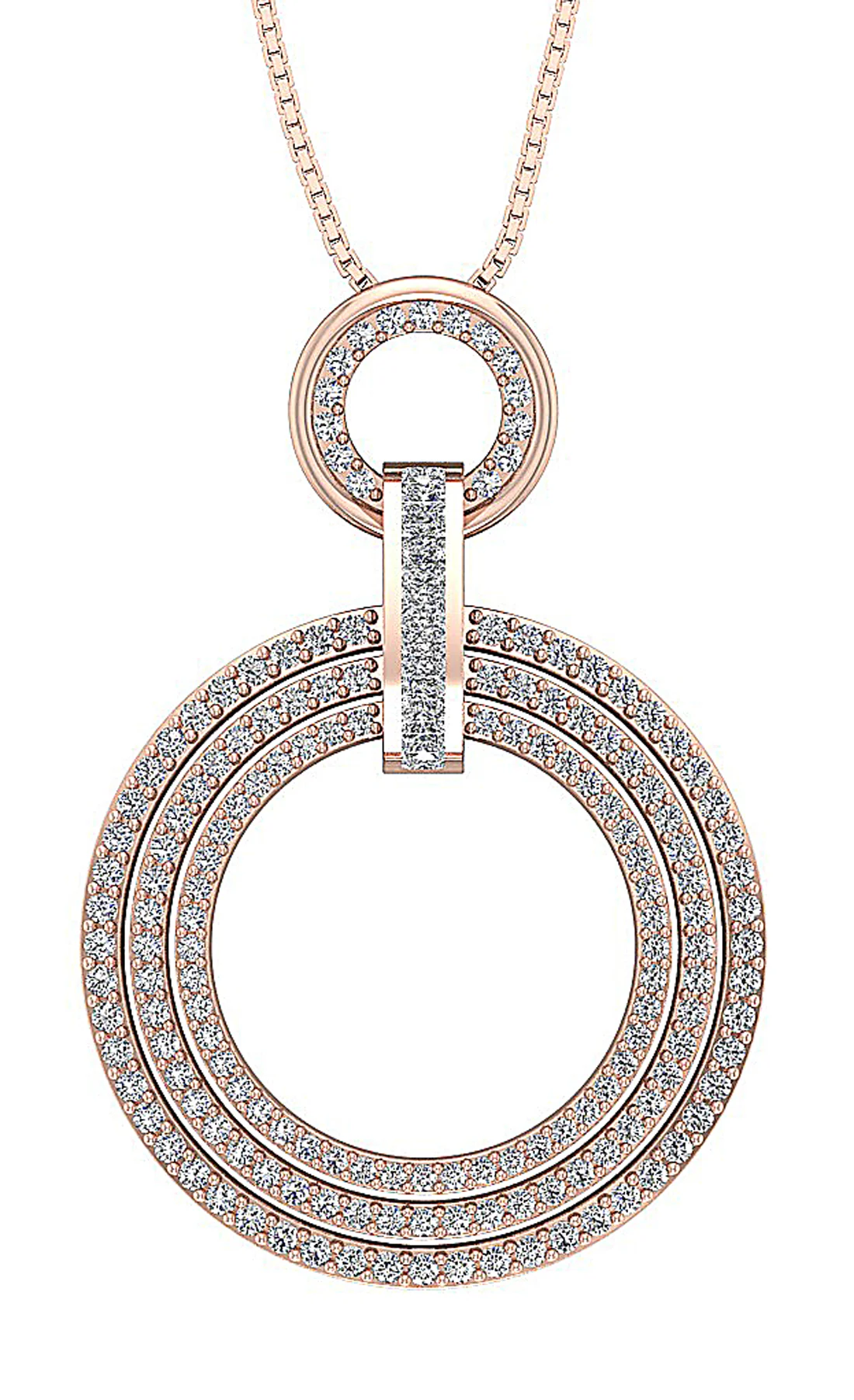 The Joseph Natural Diamond 14k White Gold Designer 3 Row Circle Pendant For Her - Image 3