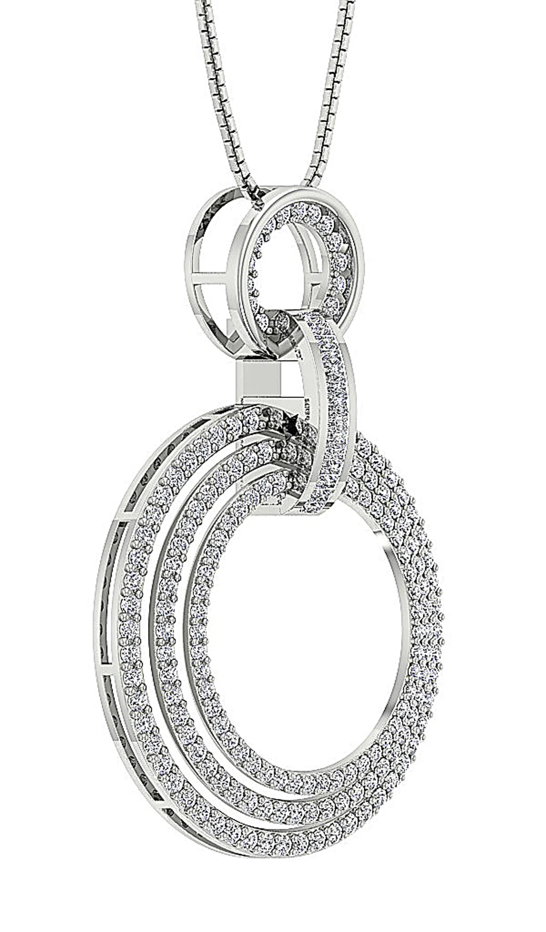 The Joseph Natural Diamond 14k White Gold Designer 3 Row Circle Pendant For Her - Image 4