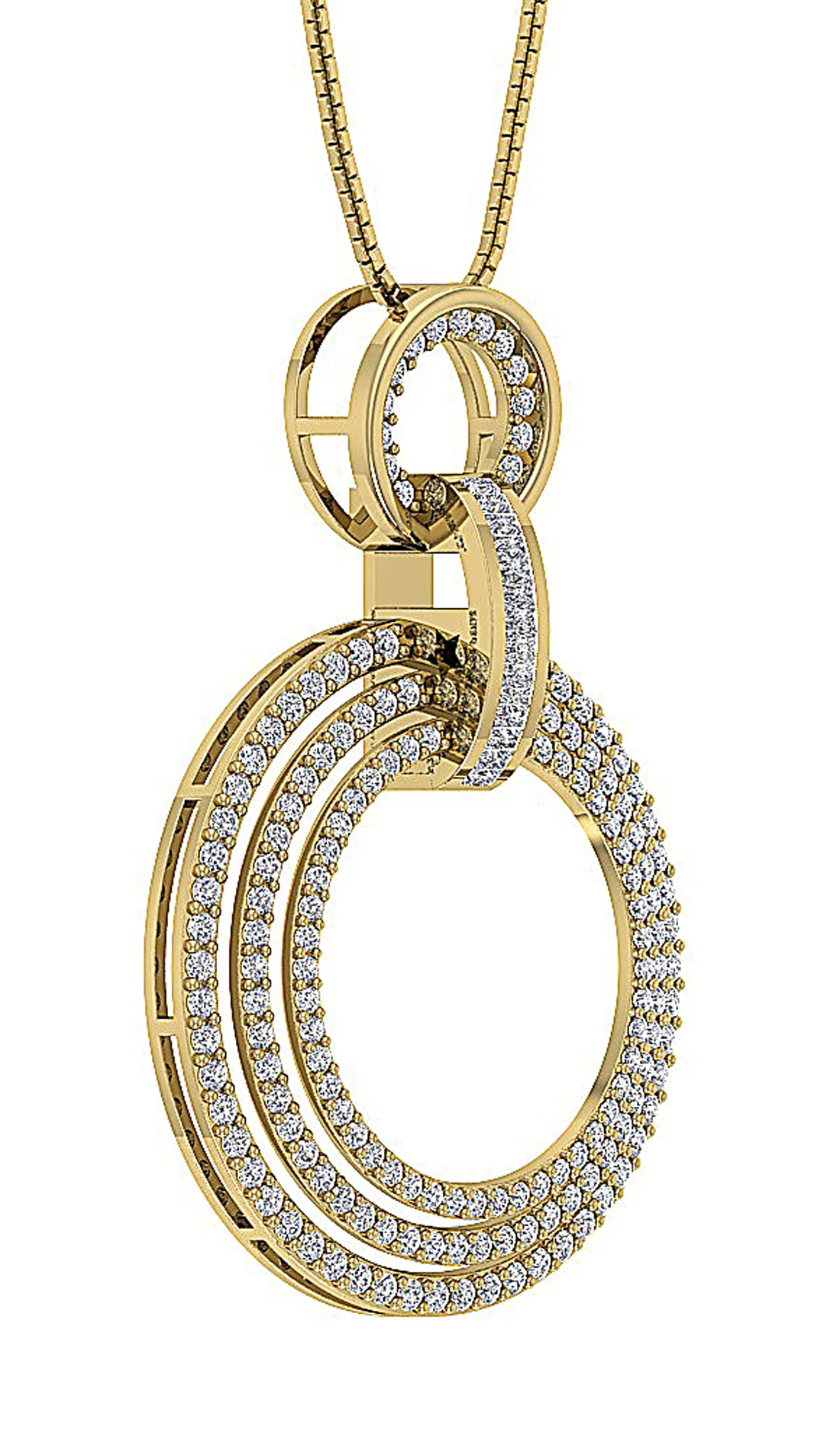 The Joseph Natural Diamond 14k White Gold Designer 3 Row Circle Pendant For Her - Image 5