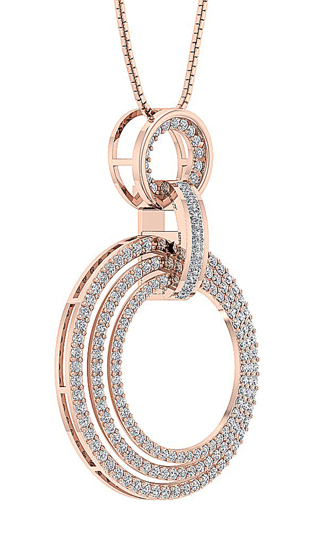 The Joseph Natural Diamond 14k White Gold Designer 3 Row Circle Pendant For Her - Image 6