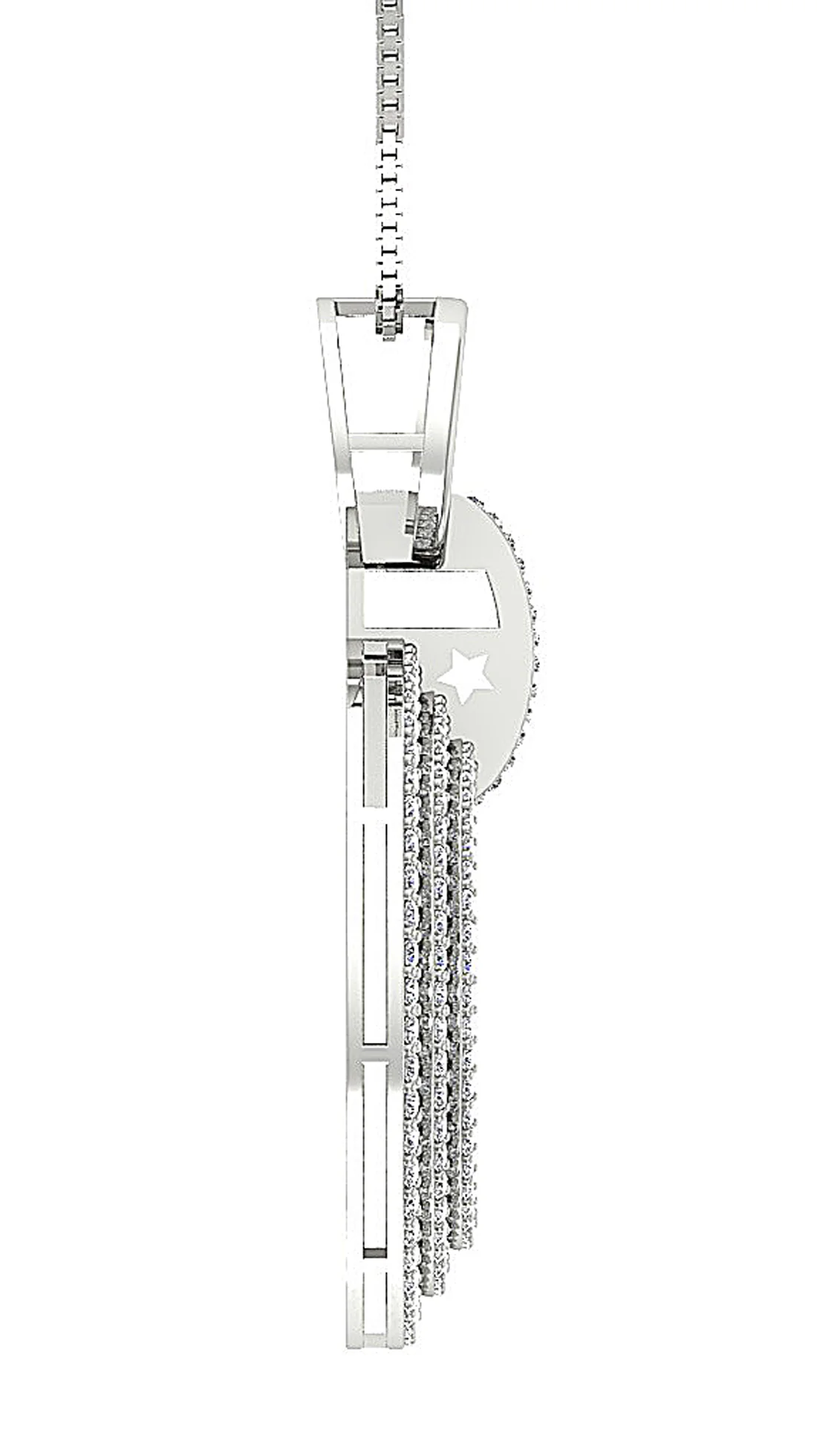 The Joseph Natural Diamond 14k White Gold Designer 3 Row Circle Pendant For Her - Image 7