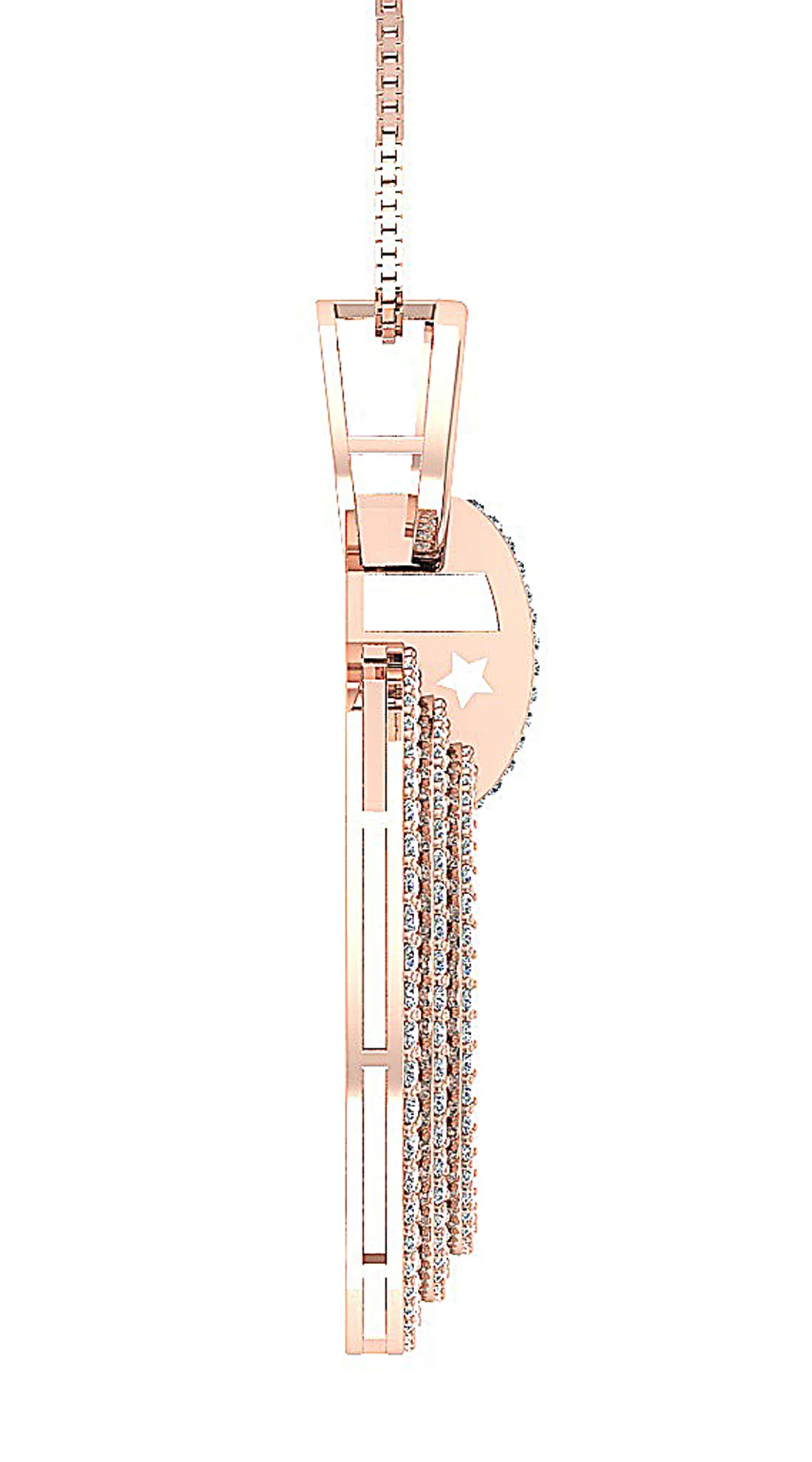 The Joseph Natural Diamond 14k White Gold Designer 3 Row Circle Pendant For Her - Image 9