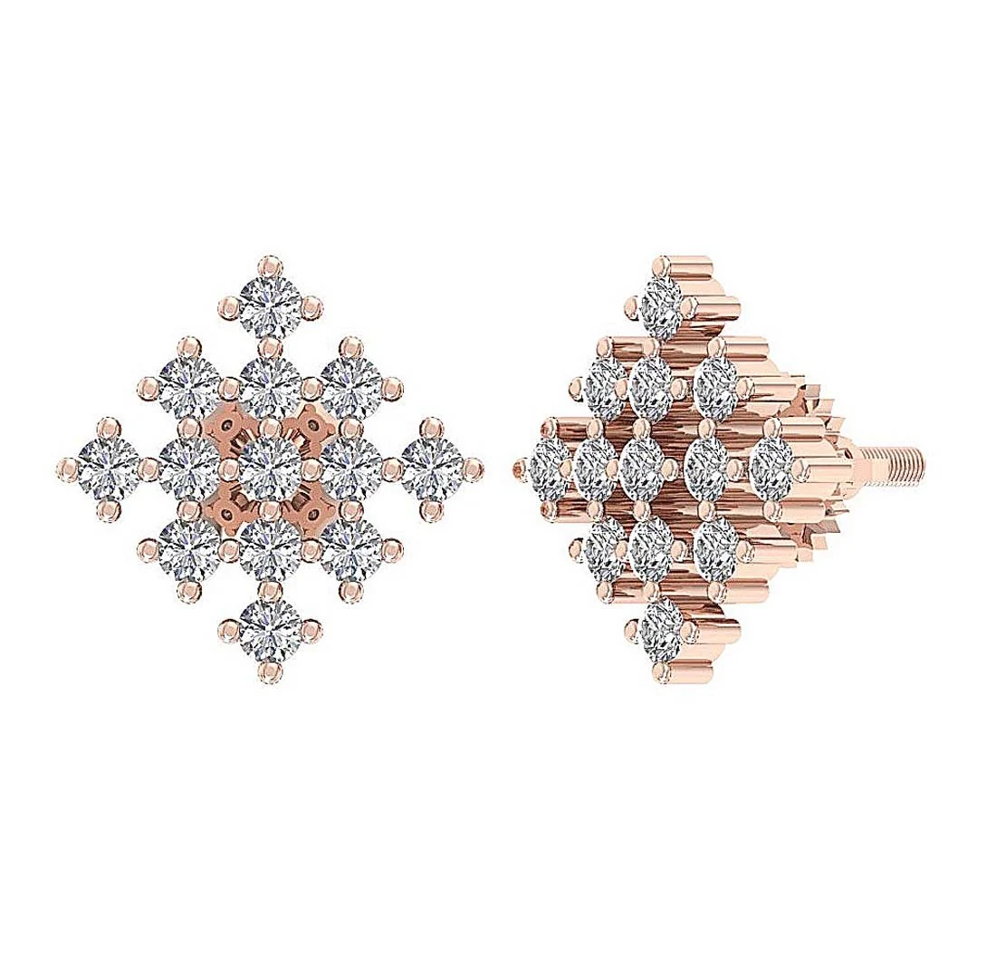 The Joshua White Yellow Rose Gold Prong Set Round Diamond Designer Studs Earrings - Image 2