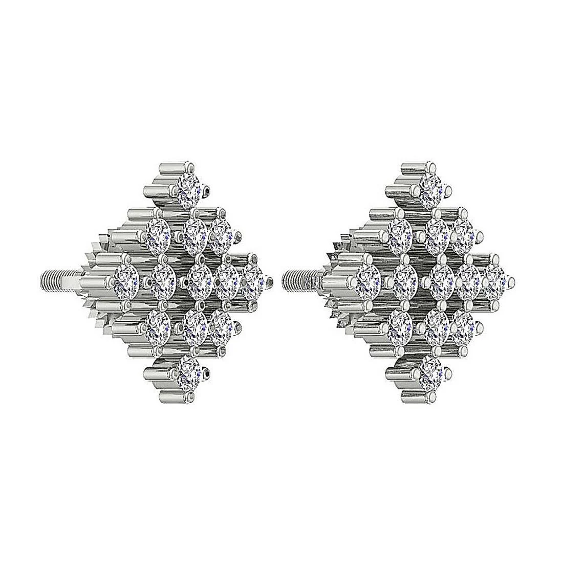 The Joshua White Yellow Rose Gold Prong Set Round Diamond Designer Studs Earrings - Image 3
