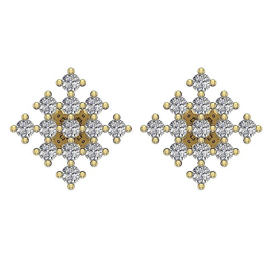 The Joshua White Yellow Rose Gold Prong Set Round Diamond Designer Studs Earrings - Image 4