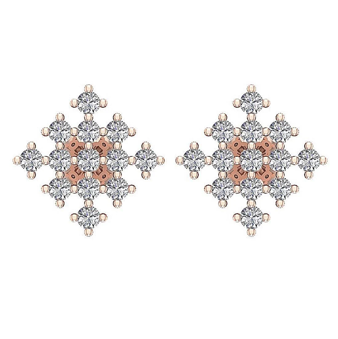 The Joshua White Yellow Rose Gold Prong Set Round Diamond Designer Studs Earrings - Image 5