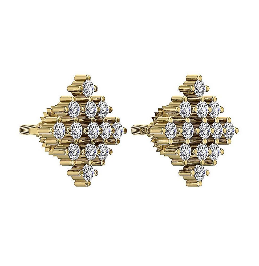 The Joshua White Yellow Rose Gold Prong Set Round Diamond Designer Studs Earrings - Image 7