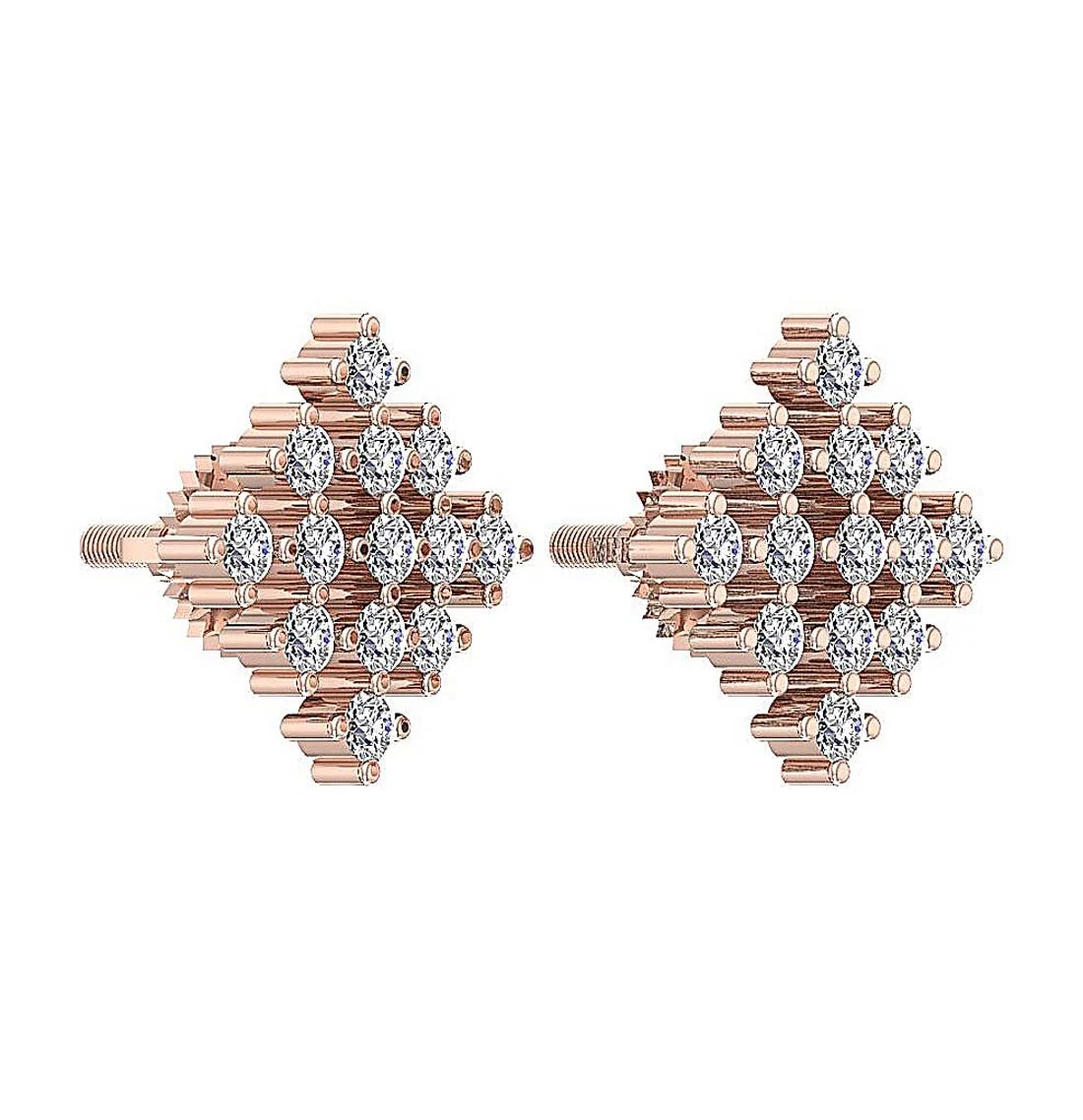 The Joshua White Yellow Rose Gold Prong Set Round Diamond Designer Studs Earrings - Image 8