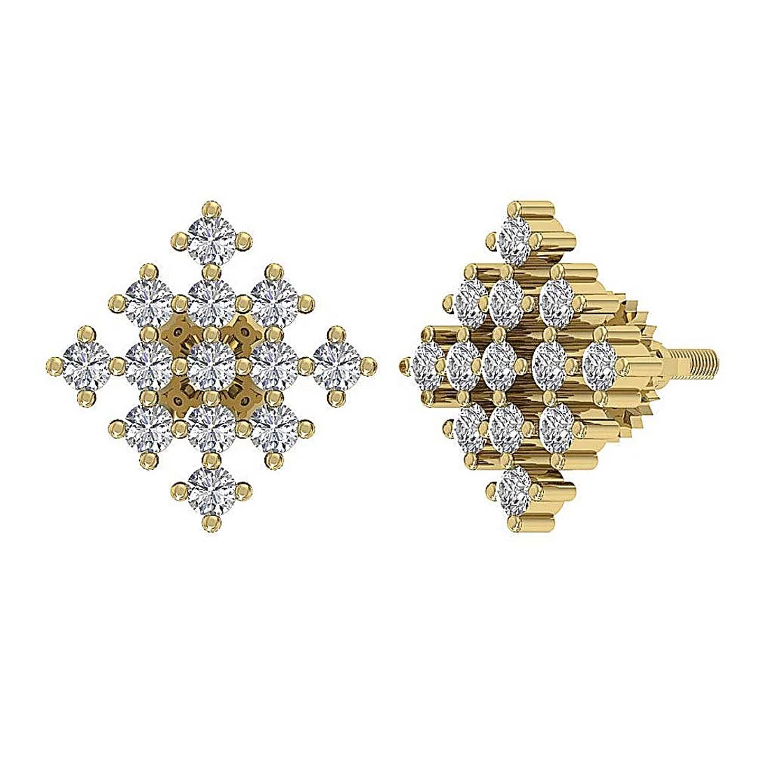 The Joshua White Yellow Rose Gold Prong Set Round Diamond Designer Studs Earrings - Image 9