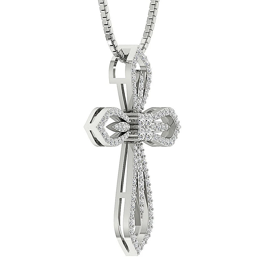 The Josiah Infinite Natural Round Diamond Cross Pendant 14K Solid Rose Gold - Image 4