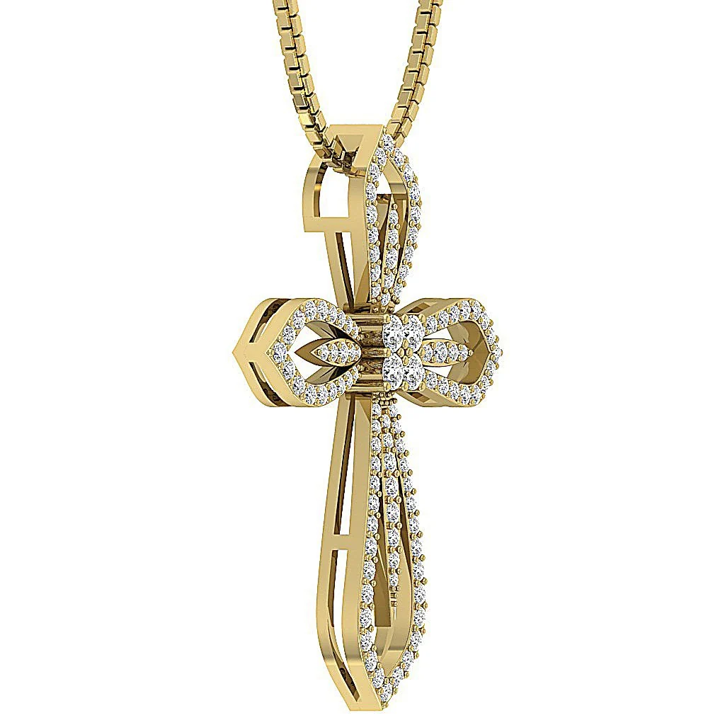 The Josiah Infinite Natural Round Diamond Cross Pendant 14K Solid Rose Gold - Image 5