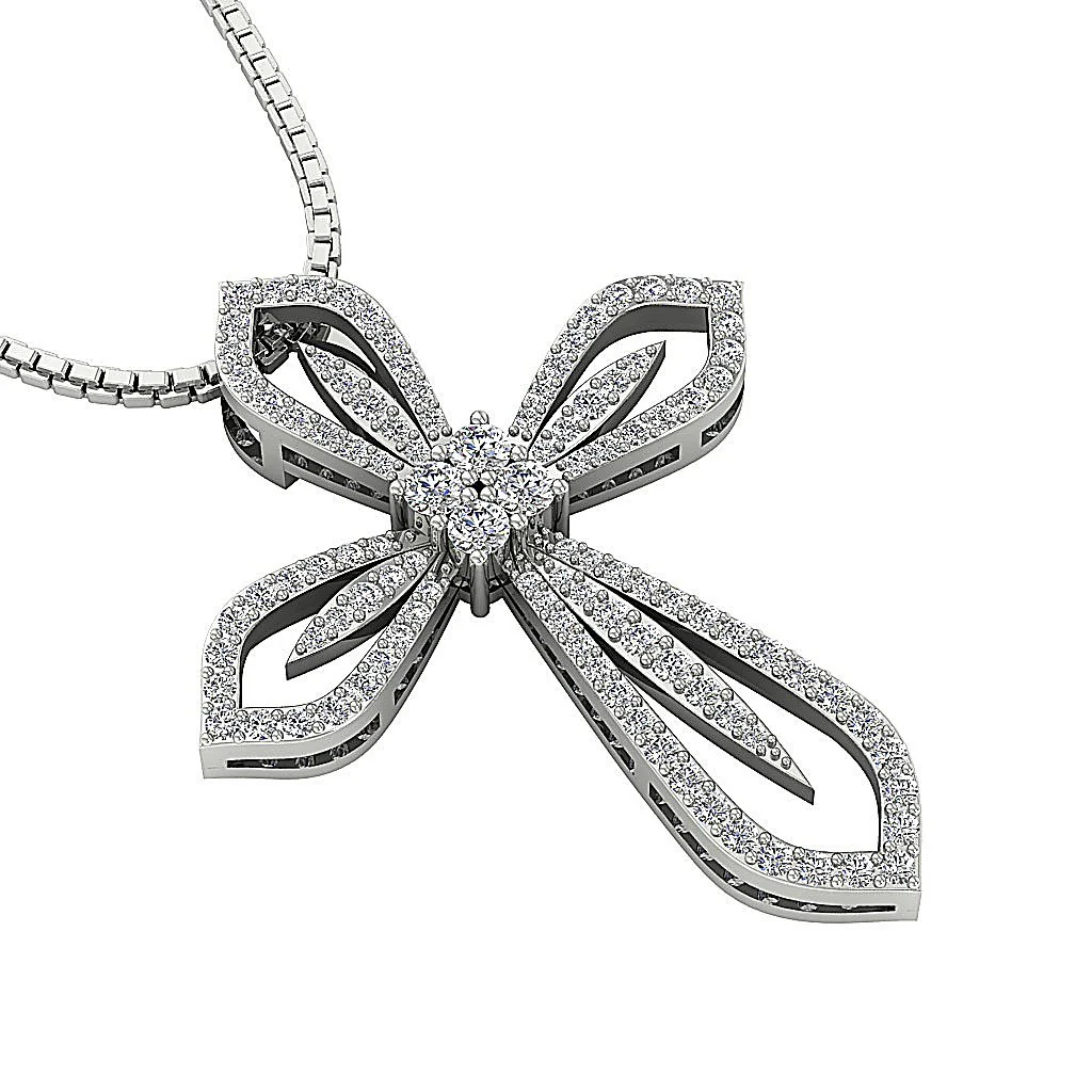 The Josiah Infinite Natural Round Diamond Cross Pendant 14K Solid Rose Gold - Image 7