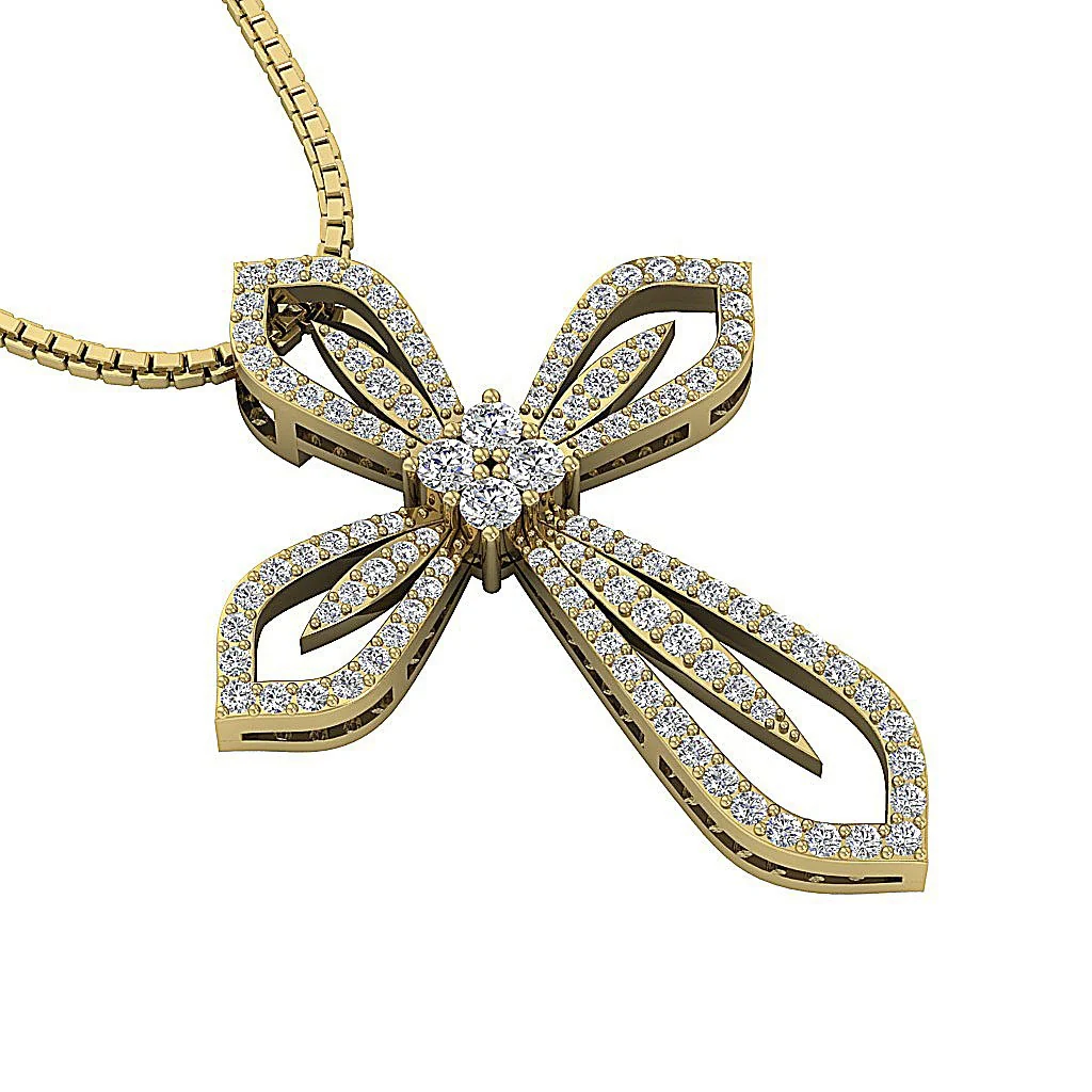 The Josiah Infinite Natural Round Diamond Cross Pendant 14K Solid Rose Gold - Image 8