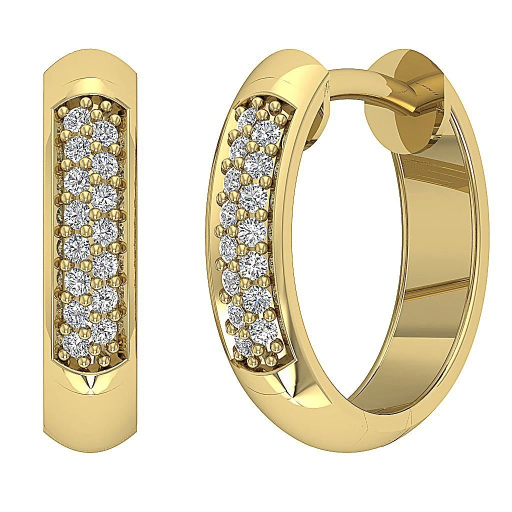 The Josue 14K Yellow Gold Natural Diamond Hoop Earring 0.55 Inch