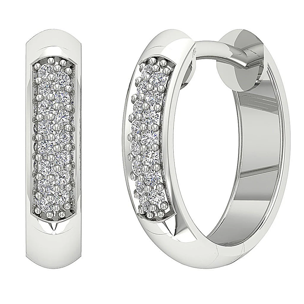 The Josue 14K Yellow Gold Natural Diamond Hoop Earring 0.55 Inch - Image 2