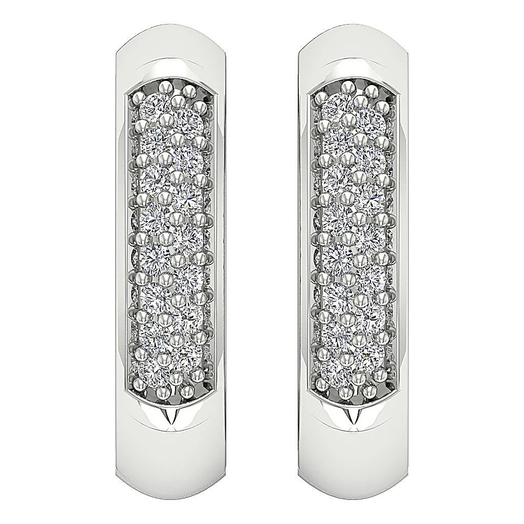 The Josue 14K Yellow Gold Natural Diamond Hoop Earring 0.55 Inch - Image 6