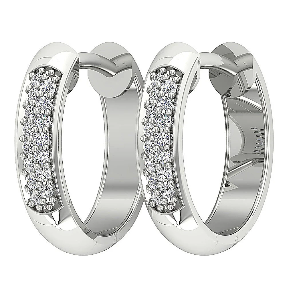 The Josue 14K Yellow Gold Natural Diamond Hoop Earring 0.55 Inch - Image 8