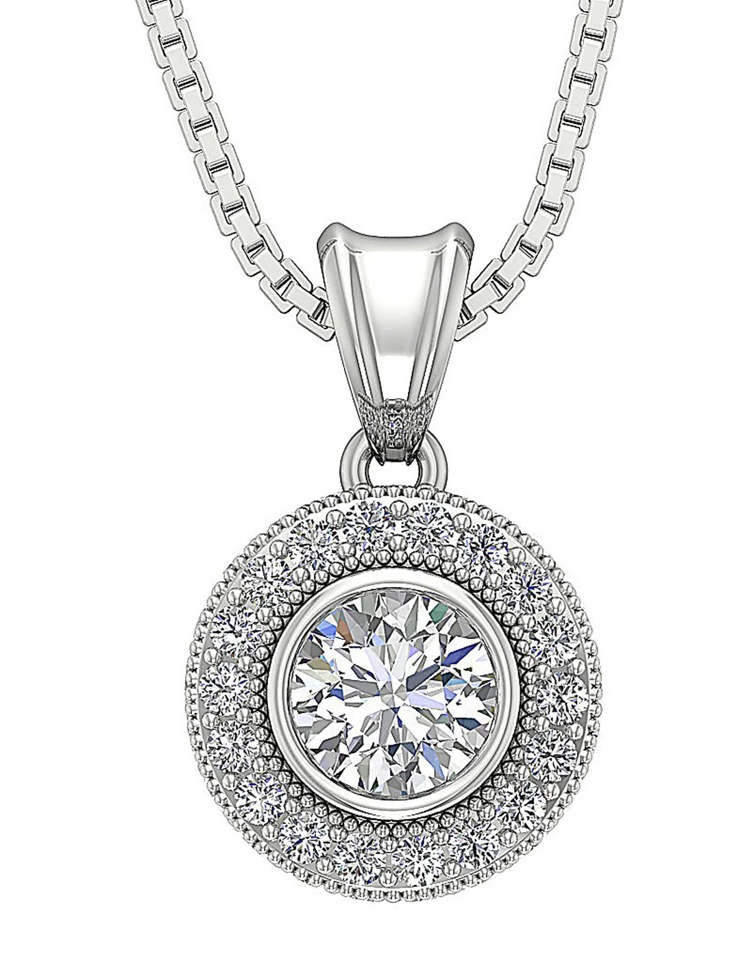 The Josue 14K Rose Gold Genuine Diamond Solitaire Halo Circle Pendant For Her - Image 3
