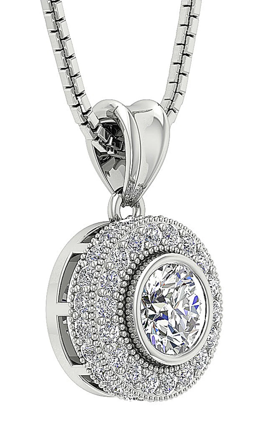 The Josue 14K Rose Gold Genuine Diamond Solitaire Halo Circle Pendant For Her - Image 4