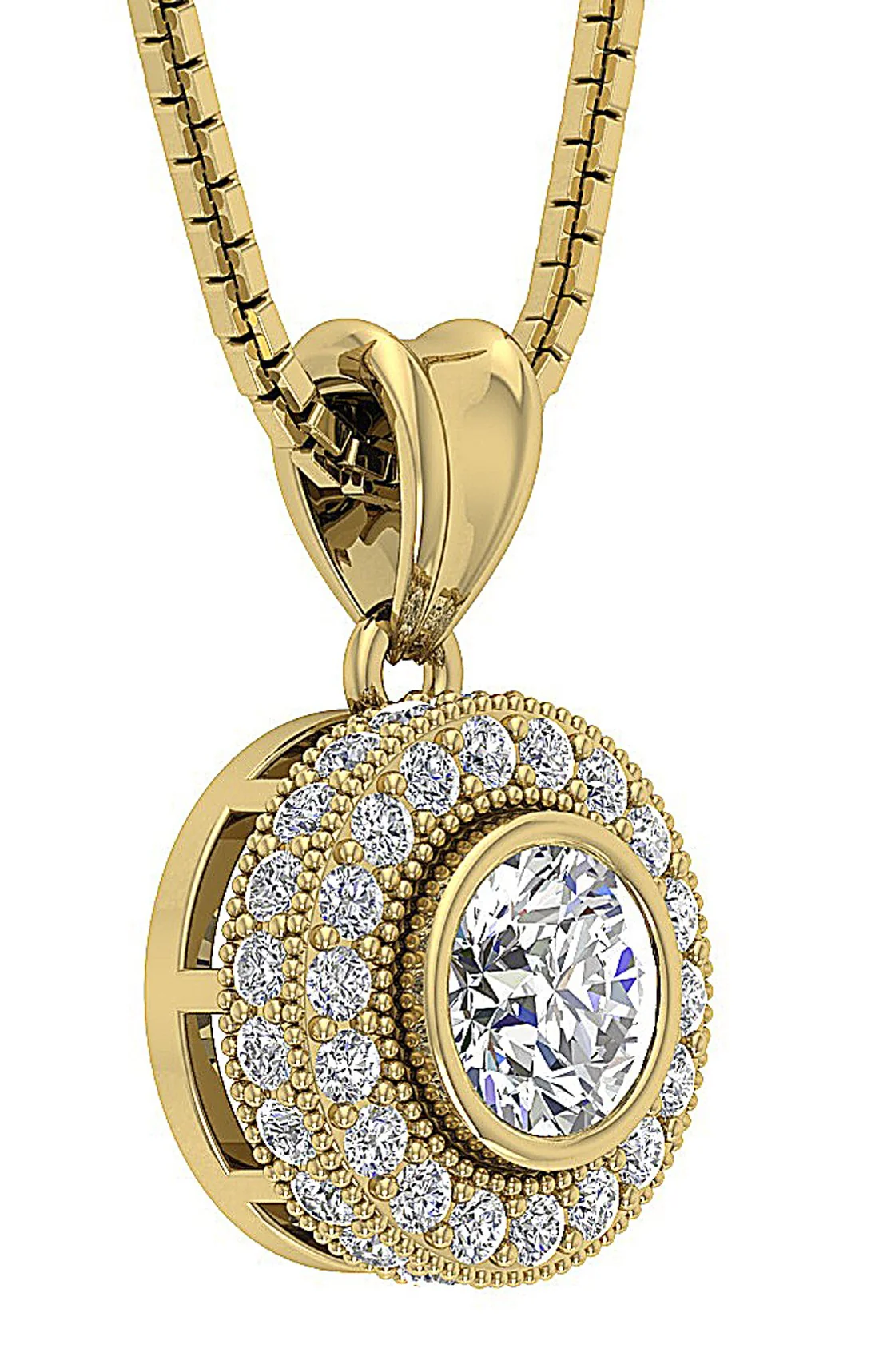 The Josue 14K Rose Gold Genuine Diamond Solitaire Halo Circle Pendant For Her - Image 5