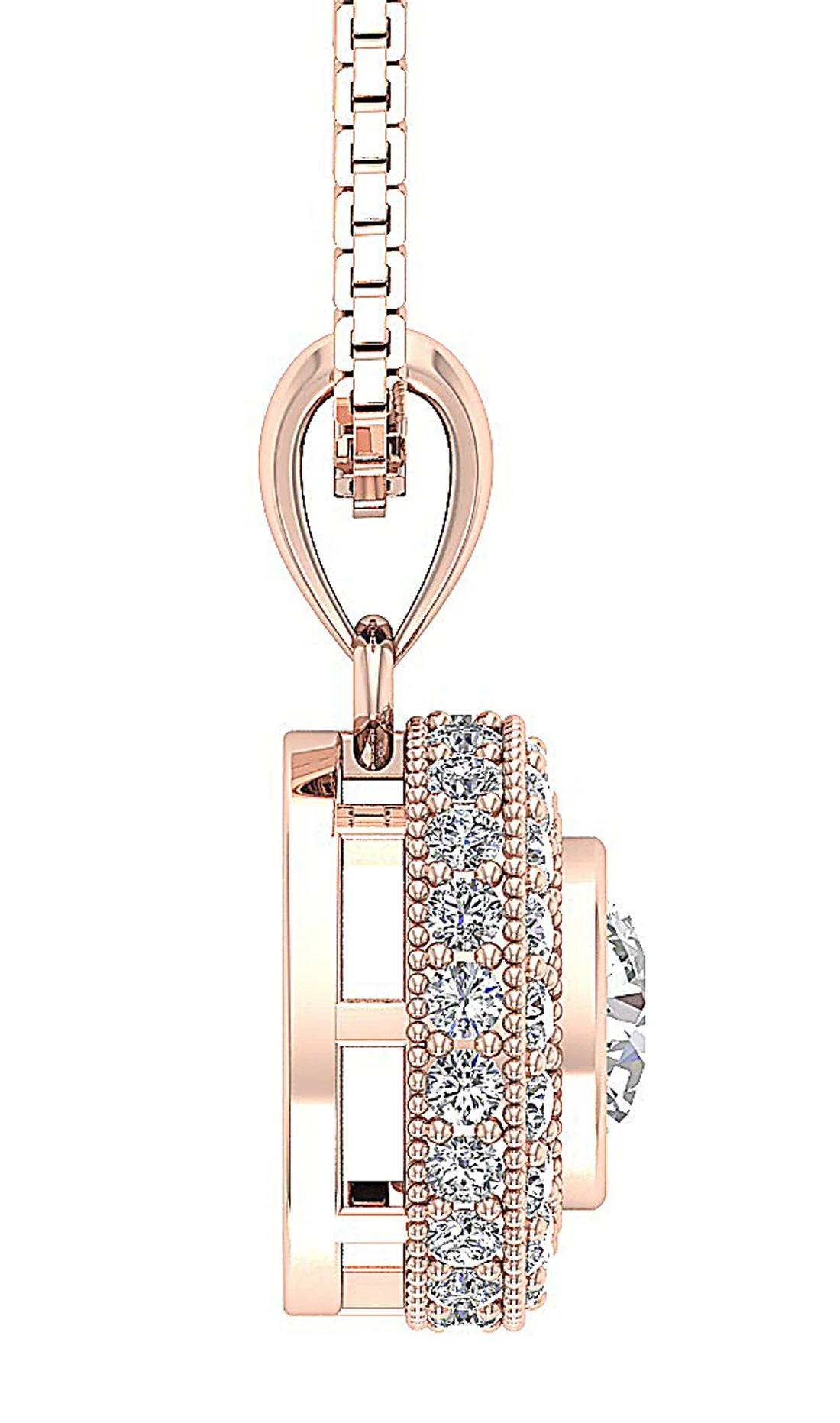 The Josue 14K Rose Gold Genuine Diamond Solitaire Halo Circle Pendant For Her - Image 9