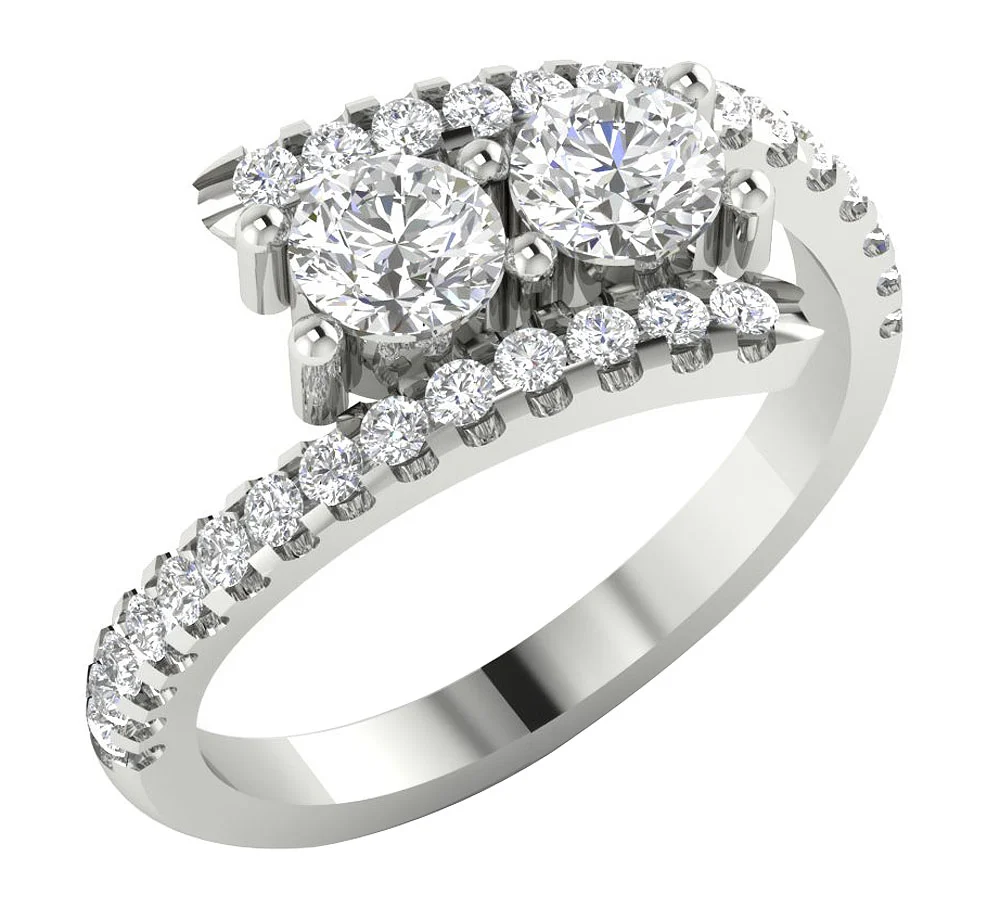 The Joziah Beautiful Gold Forever Us Two Stone Natural Diamond Solitaire Engagement Ring
