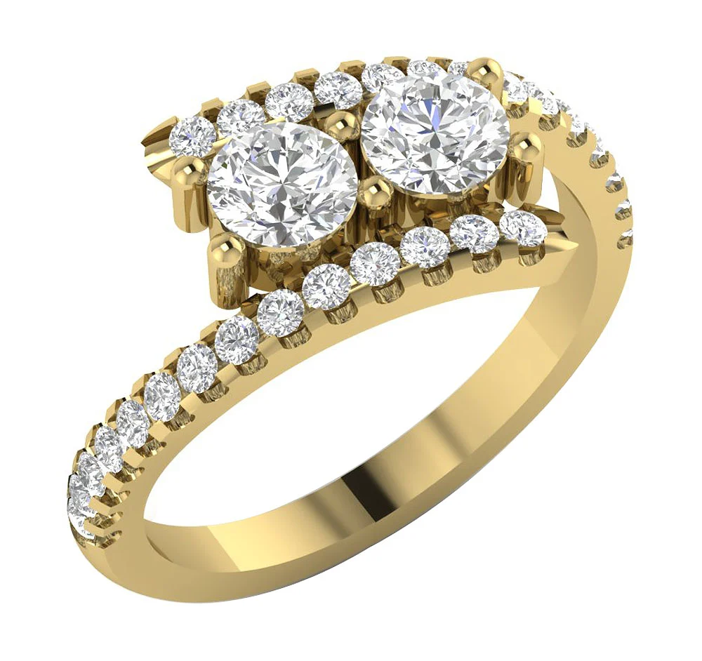The Joziah Beautiful Gold Forever Us Two Stone Natural Diamond Solitaire Engagement Ring - Image 2