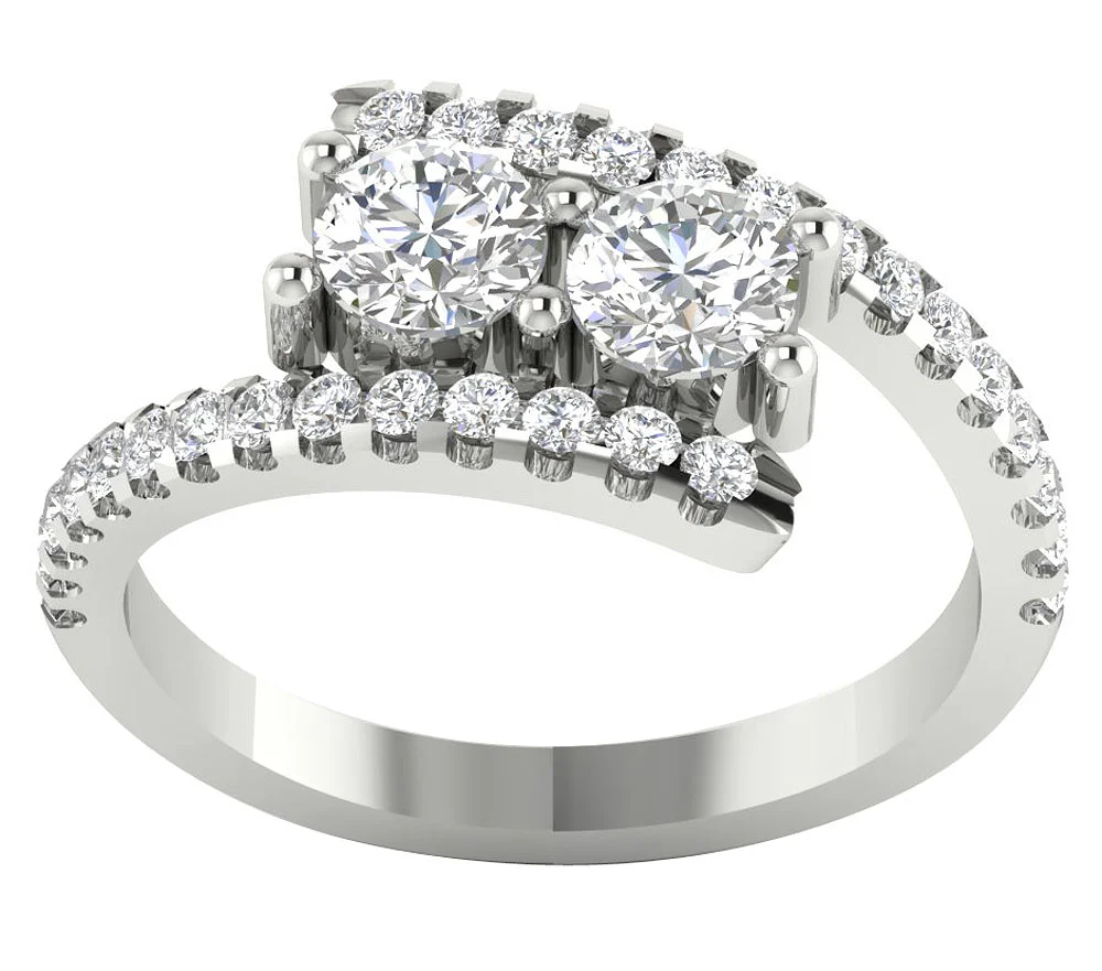 The Joziah Beautiful Gold Forever Us Two Stone Natural Diamond Solitaire Engagement Ring - Image 4