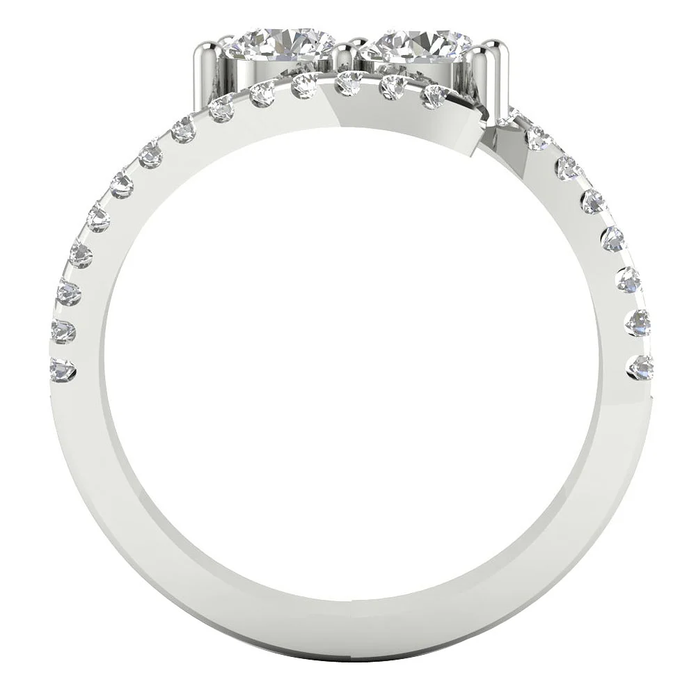 The Joziah Beautiful Gold Forever Us Two Stone Natural Diamond Solitaire Engagement Ring - Image 5