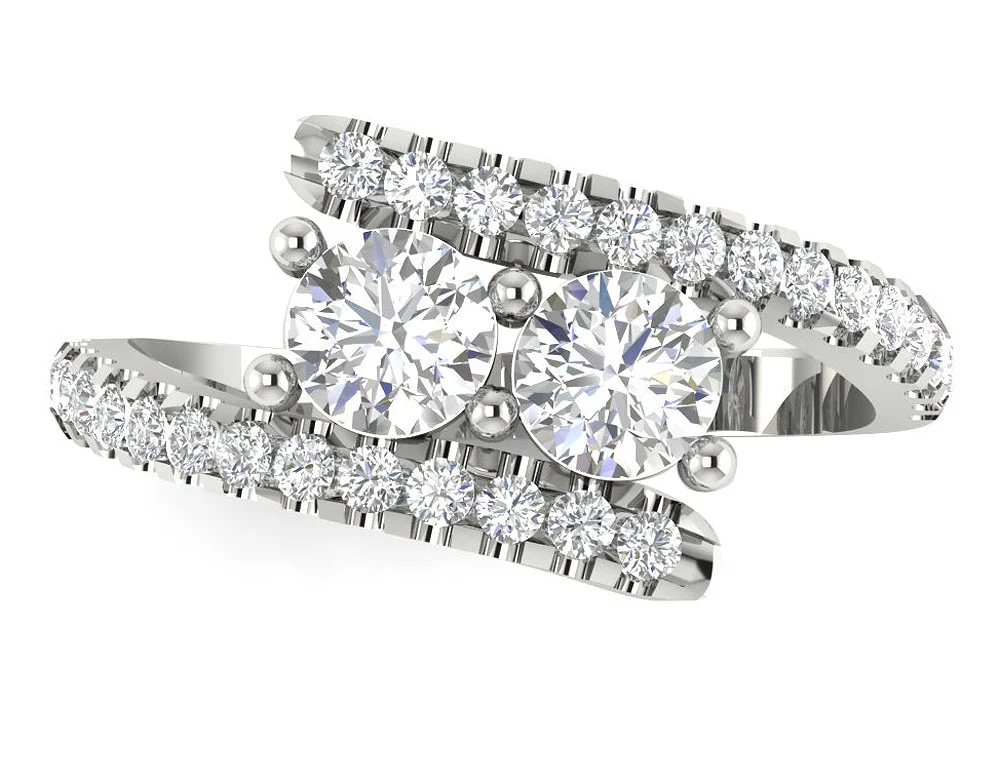 The Joziah Beautiful Gold Forever Us Two Stone Natural Diamond Solitaire Engagement Ring - Image 6