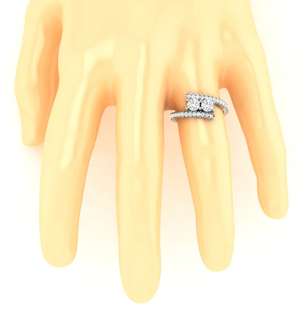 The Joziah Beautiful Gold Forever Us Two Stone Natural Diamond Solitaire Engagement Ring - Image 7