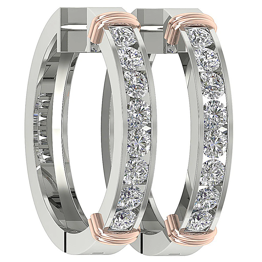 The Juan 2 Carat Genuine Round Diamond 14K Solid Gold Hoop Earring 1.00 Inch