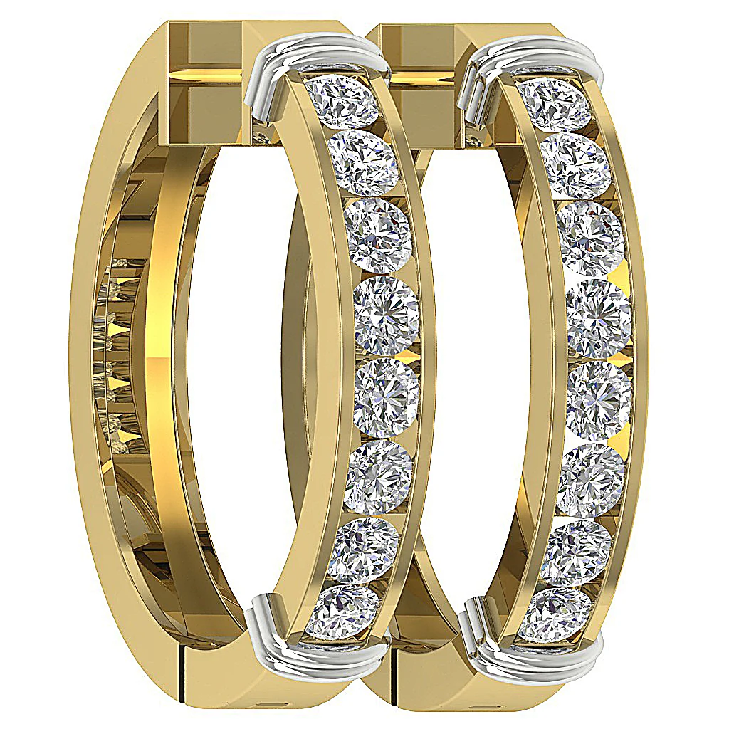 The Juan 2 Carat Genuine Round Diamond 14K Solid Gold Hoop Earring 1.00 Inch - Image 2