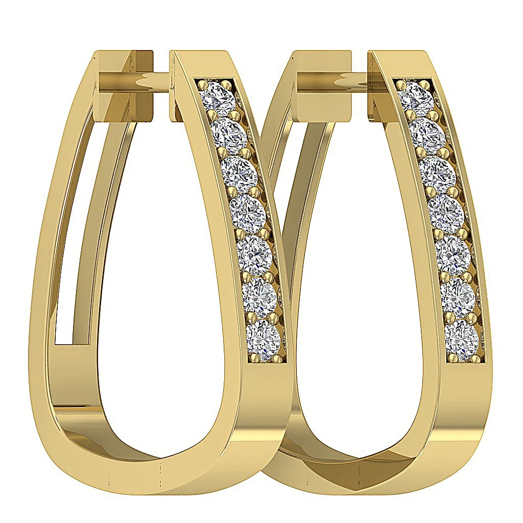 The Judah 14K Rose Gold Natural Round Diamond Hoopd Earring Pave Set - Image 11