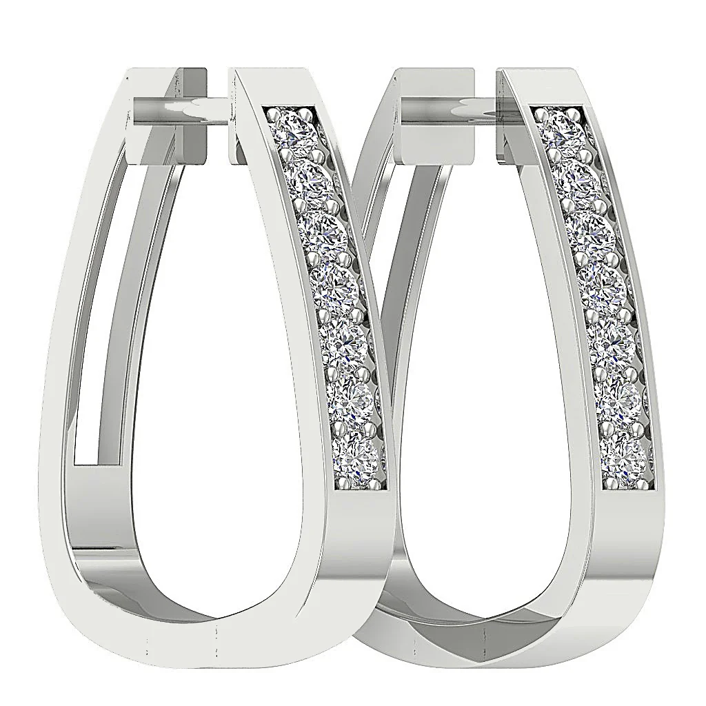 The Judah 14K Rose Gold Natural Round Diamond Hoopd Earring Pave Set - Image 12