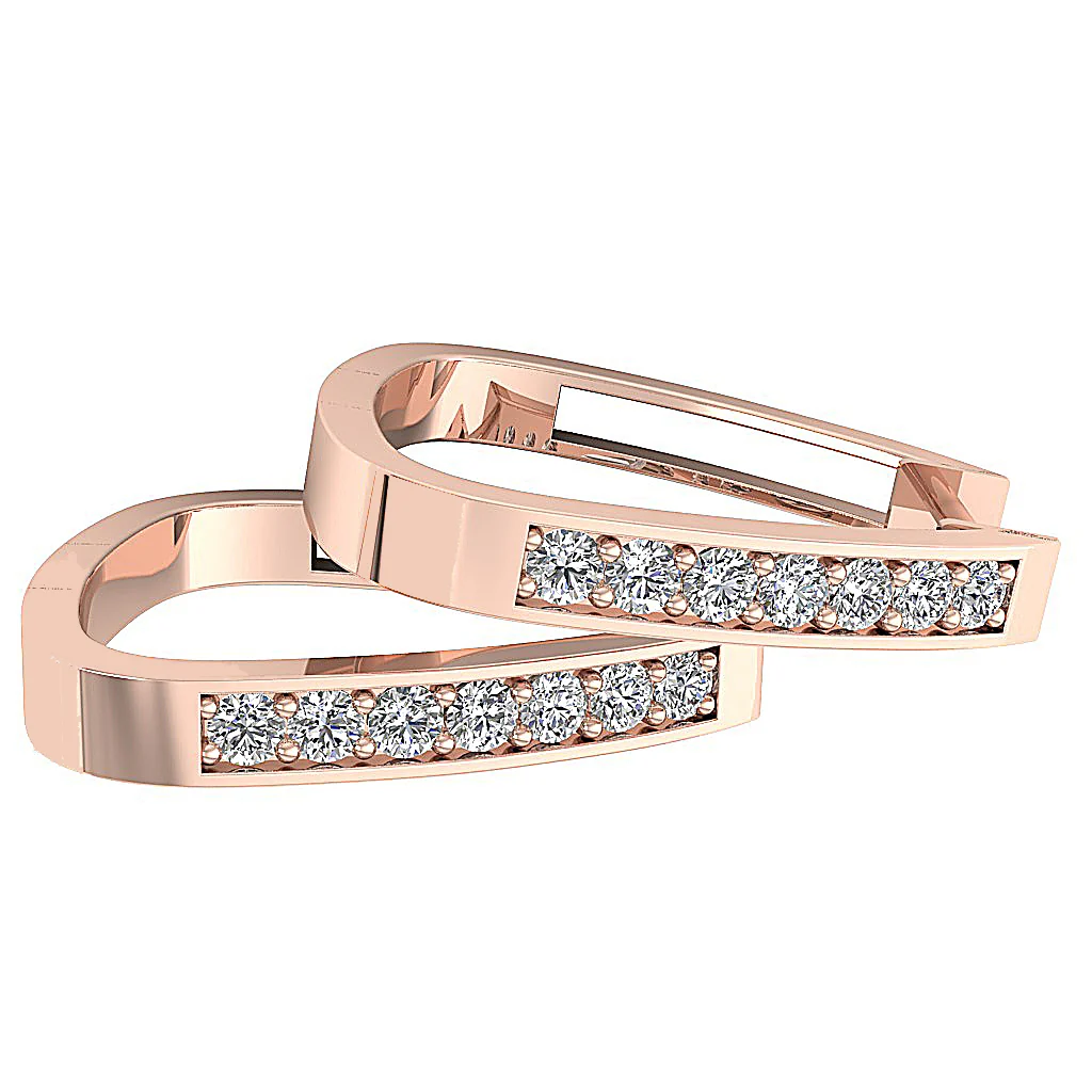 The Judah 14K Rose Gold Natural Round Diamond Hoopd Earring Pave Set - Image 13