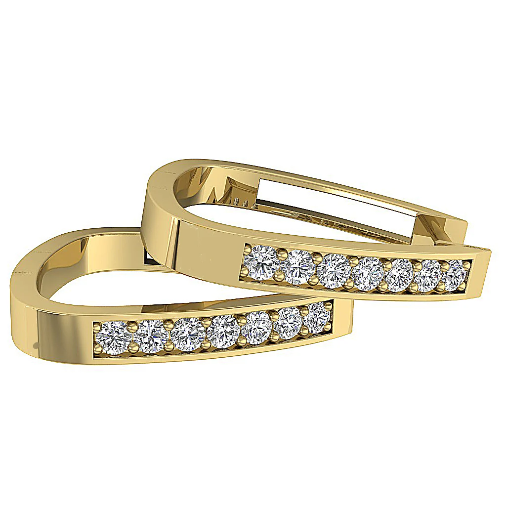 The Judah 14K Rose Gold Natural Round Diamond Hoopd Earring Pave Set - Image 14