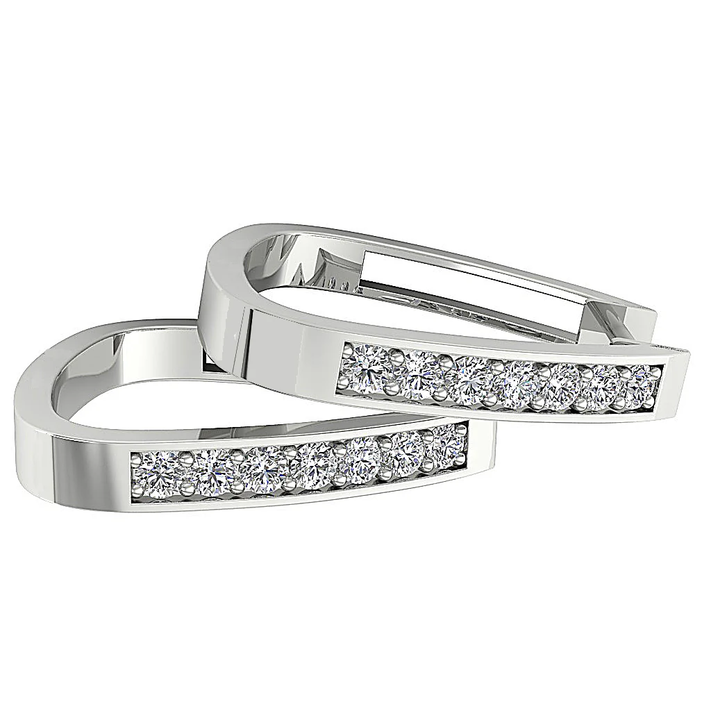 The Judah 14K Rose Gold Natural Round Diamond Hoopd Earring Pave Set - Image 15